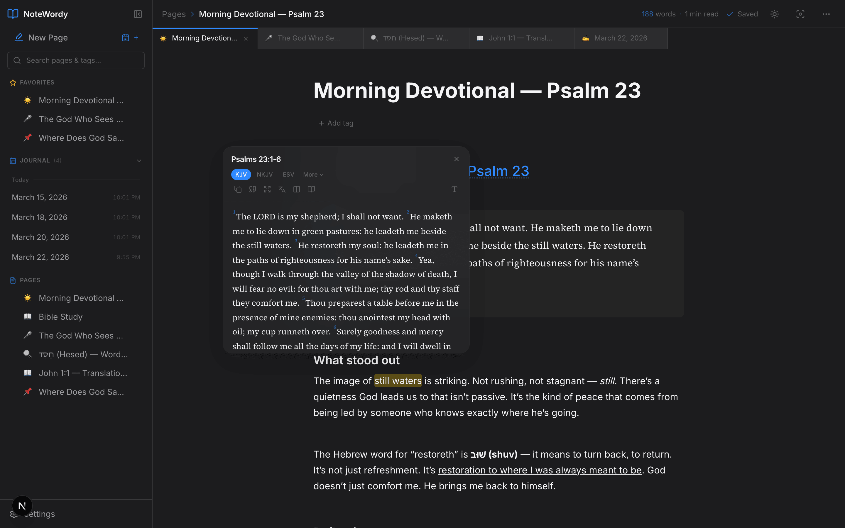 Tap a reference. The verse is already there.